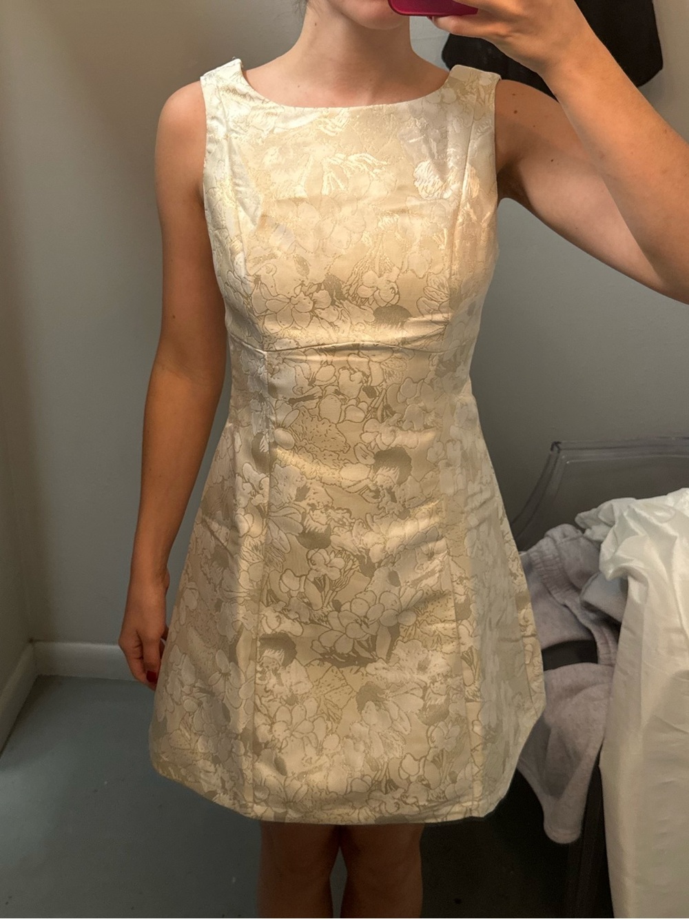 B Right Ivory Floral Jacquard Bow Back Mini Dress | NWT | Bridal Shower